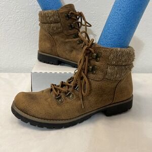 Cliffs White Mountain Pathfield Brown Suede Fleece Ankle Women 8.5 Lace Up Ankle